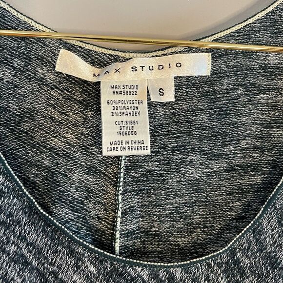 Max Studio Knit Scoop Neckline 3/4 Length Sleeve Faux Wrap Mini Dress | SZ S - Picture 5 of 12